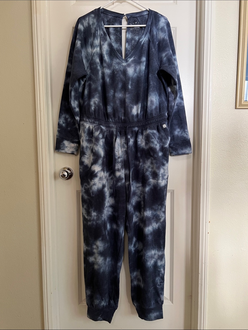 Livi Active Navy and White Tie-Dye Jumpsuit
